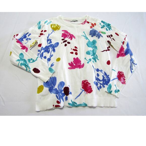 Zara Floral Knit Sweater Crew Women's size M Coastal Boho Cottagecore Whimsical - Picture 1 of 7